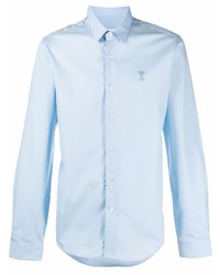 Chemise à manches longues bleu clair Ami Paris