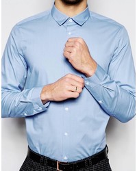 Chemise à manches longues bleu clair Asos