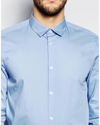 Chemise à manches longues bleu clair Asos