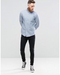 Chemise à manches longues bleu clair Asos