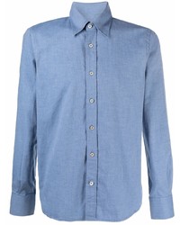 Chemise à manches longues bleu clair Canali