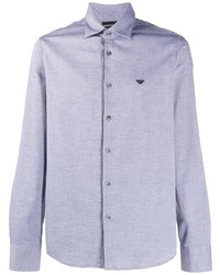 Chemise à manches longues bleu clair Emporio Armani