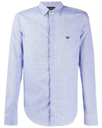 Chemise à manches longues bleu clair Emporio Armani