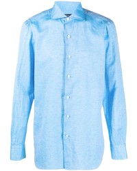 Chemise à manches longues bleu clair Finamore 1925 Napoli