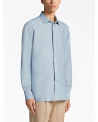 Chemise à manches longues bleu clair Zegna