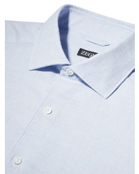 Chemise à manches longues bleu clair Zegna