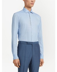 Chemise à manches longues bleu clair Ermenegildo Zegna