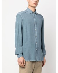 Chemise à manches longues bleu clair Boglioli