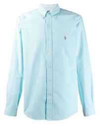 Chemise à manches longues bleu clair Ralph Lauren