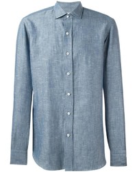 Chemise à manches longues bleu clair Salvatore Piccolo