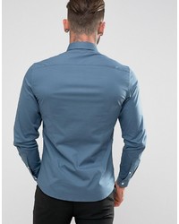 Chemise à manches longues bleu clair Asos