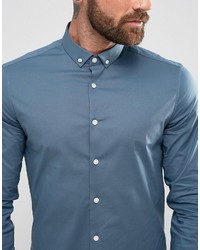 Chemise à manches longues bleu clair Asos