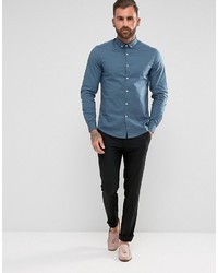 Chemise à manches longues bleu clair Asos