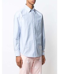 Chemise à manches longues bleu clair Thom Browne