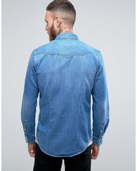 Chemise à manches longues bleu clair Wrangler