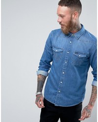 Chemise à manches longues bleu clair Wrangler