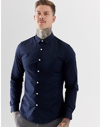 Chemise à manches longues bleu marine ASOS DESIGN