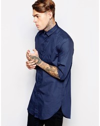 Chemise à manches longues bleu marine Asos