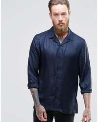 Chemise à manches longues bleu marine Asos