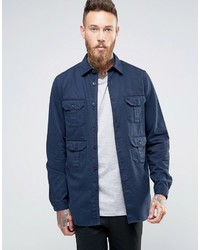 Chemise à manches longues bleu marine Asos