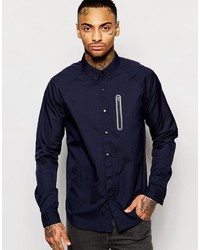 Chemise à manches longues bleu marine Asos