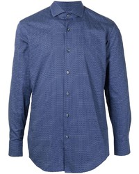 Chemise à manches longues bleu marine BOSS