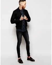 Chemise à manches longues bleu marine Asos