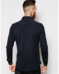 Chemise à manches longues bleu marine Asos