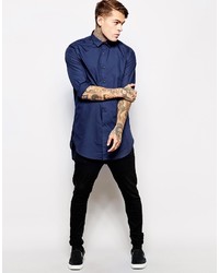 Chemise à manches longues bleu marine Asos