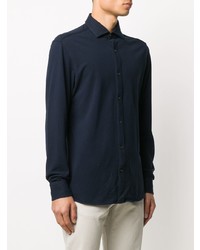 Chemise à manches longues bleu marine Z Zegna