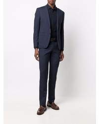 Chemise à manches longues bleu marine Z Zegna