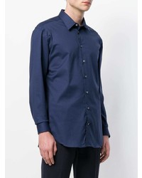 Chemise à manches longues bleu marine Emporio Armani