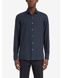 Chemise à manches longues bleu marine Ermenegildo Zegna