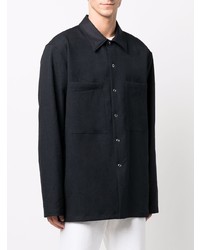 Chemise à manches longues bleu marine Jil Sander