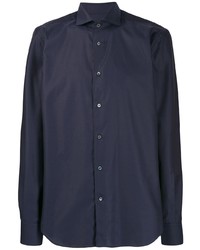 Chemise à manches longues bleu marine Corneliani