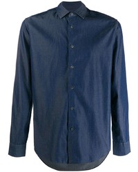 Chemise à manches longues bleu marine Corneliani