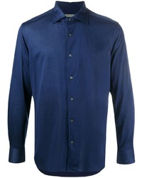 Chemise à manches longues bleu marine Corneliani