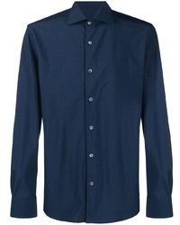 Chemise à manches longues bleu marine Corneliani