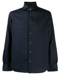 Chemise à manches longues bleu marine Corneliani