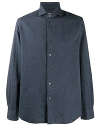 Chemise à manches longues bleu marine Corneliani