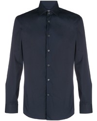 Chemise à manches longues bleu marine Corneliani