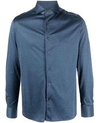 Chemise à manches longues bleu marine Corneliani