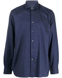 Chemise à manches longues bleu marine Corneliani