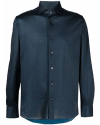 Chemise à manches longues bleu marine Corneliani