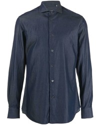 Chemise à manches longues bleu marine Corneliani