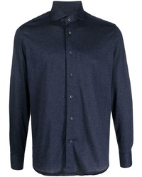 Chemise à manches longues bleu marine Corneliani