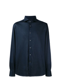 Chemise à manches longues bleu marine Corneliani