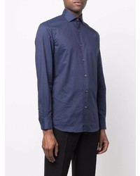 Chemise à manches longues bleu marine Zegna