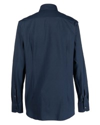 Chemise à manches longues bleu marine Corneliani