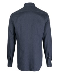 Chemise à manches longues bleu marine Corneliani